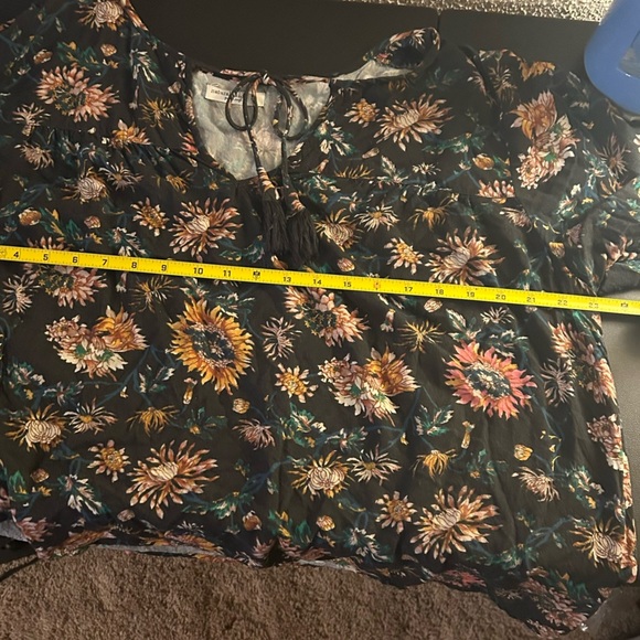 NATURAL LIFE Maribel Top Blouse Size L Black Floral Long Sleeve Boho Cottagecore - Picture 6 of 8